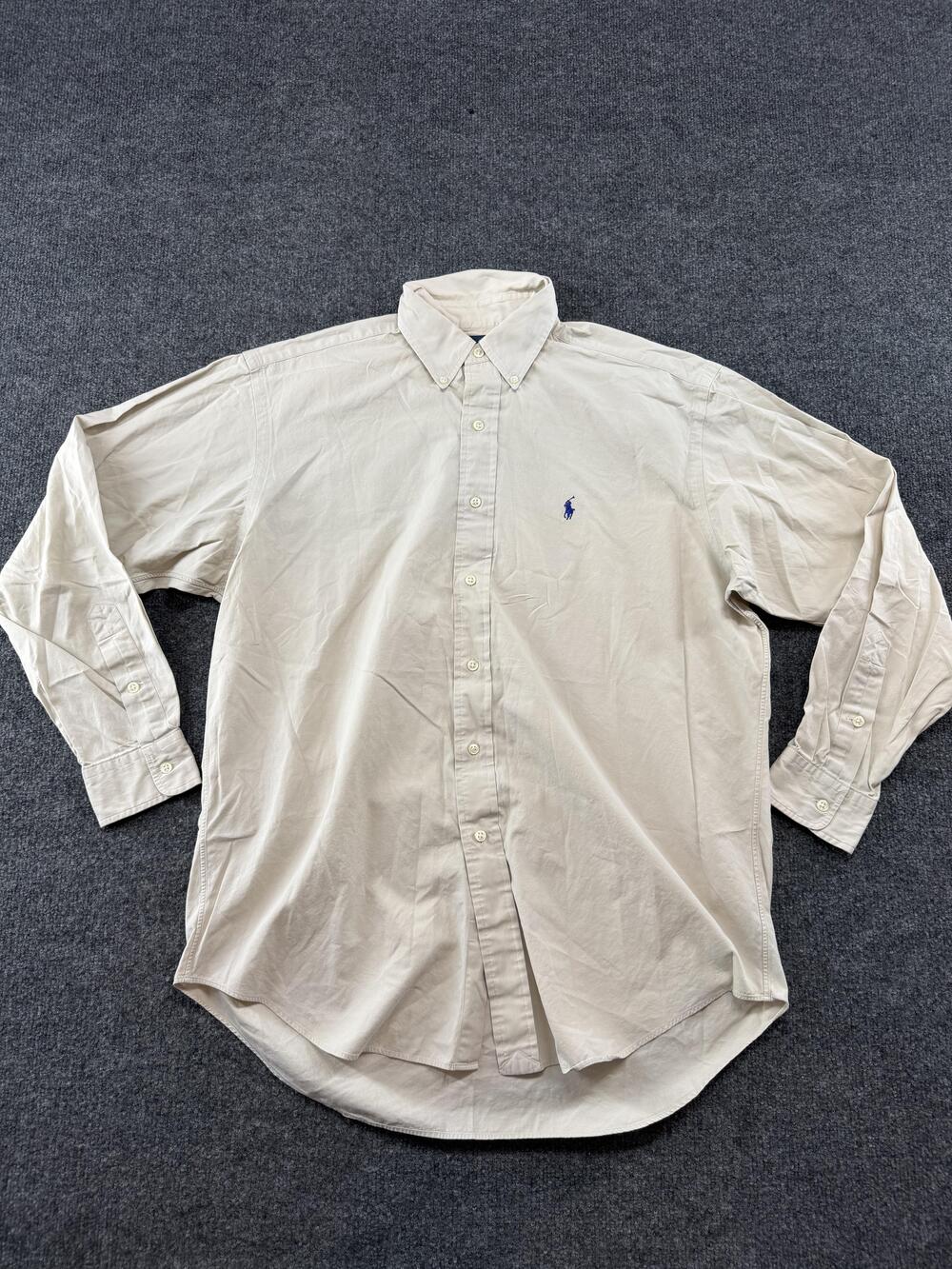 Ralph Lauren Shirt Mens Medium Beige Blake Button Down Long Sleeve Cotton